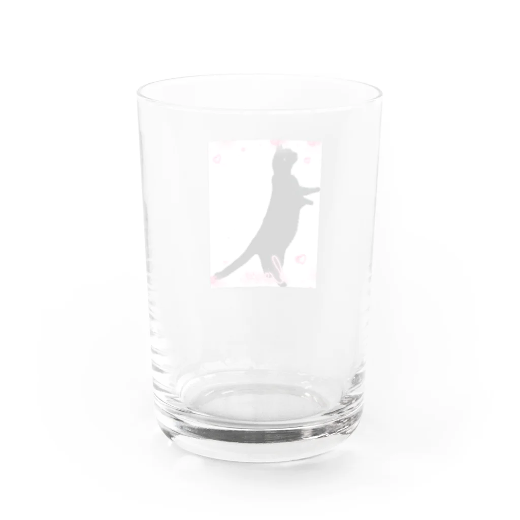 キュンなショップのキュン💘シルエットにゃんこ キュンな猫 Water Glass :back