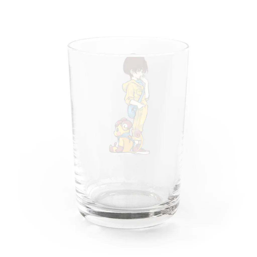 勇気を与えるつきのうた🌝のつきのうた着ぐるみと中の人 Water Glass :back