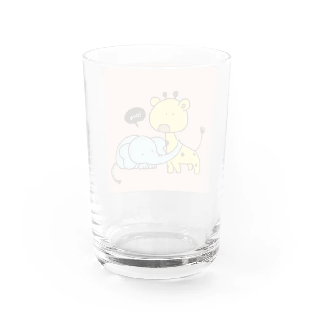 ももひらのBabymals きりん×ぞう Water Glass :back