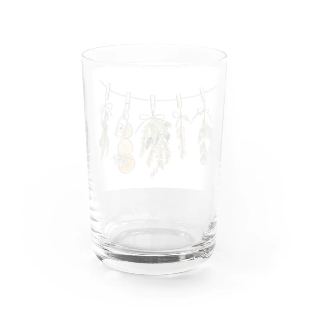 TOAの手書き風フラワーガーランドイラストグッズ Water Glass :back