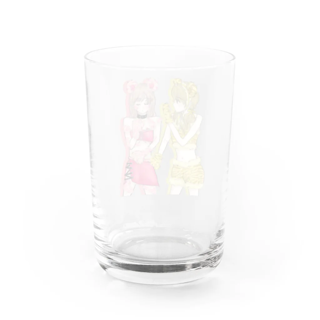 寝不足うさぎのアイシテ寅のコ Water Glass :back