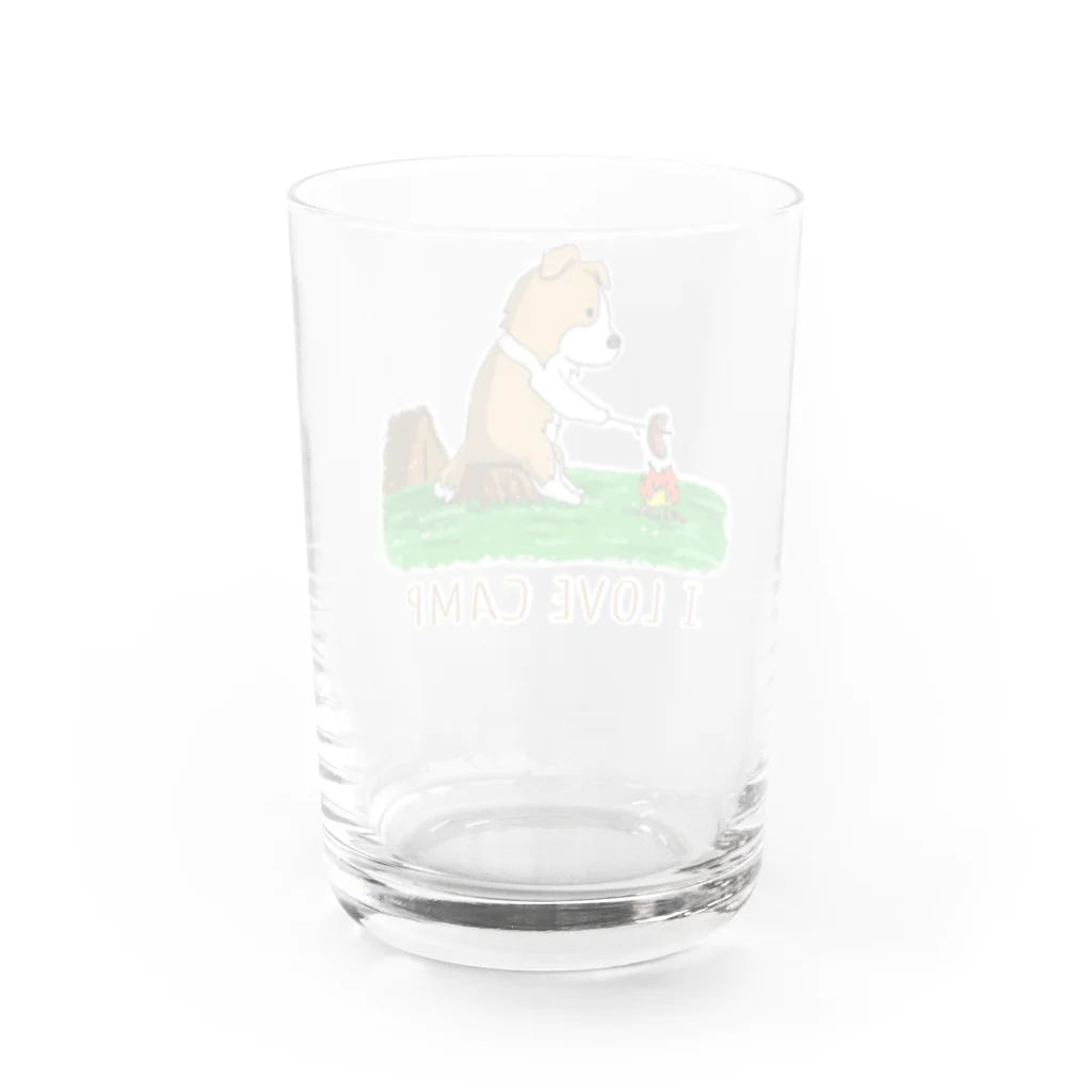 Kazunari0420のI Love Camp （ボーダーコリー　レッド） Water Glass :back