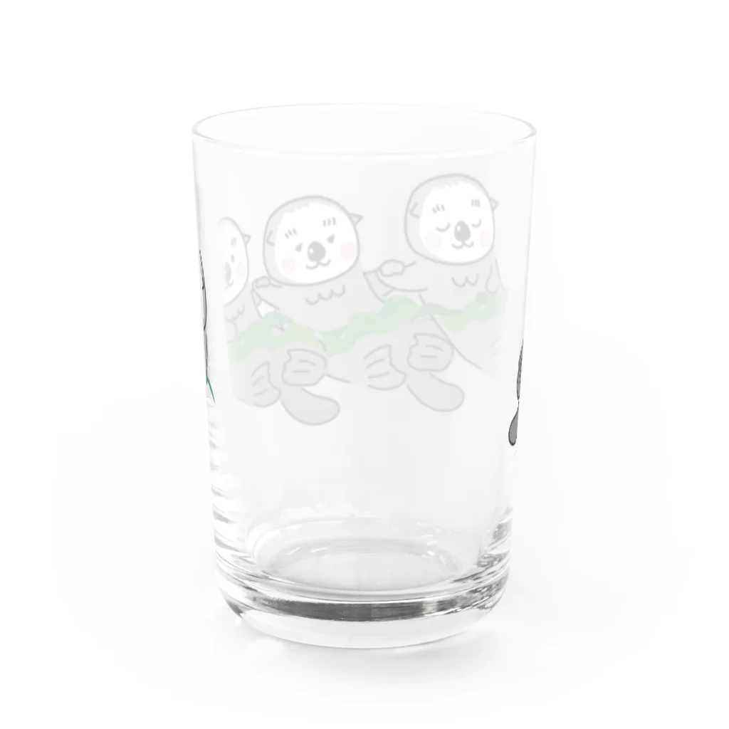 こそらショップの昆布を巻いて手をつなぐラッコたち Water Glass :back