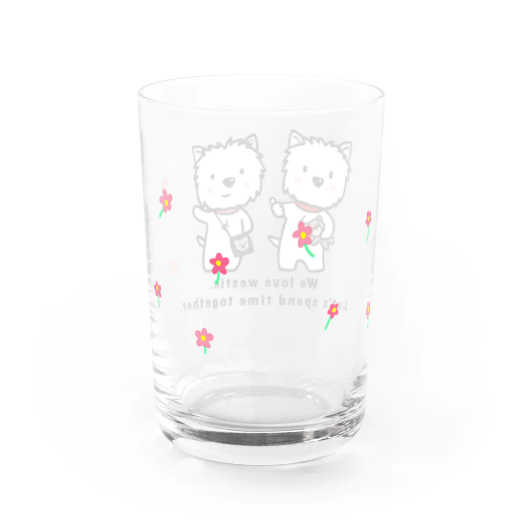 Kizplanning 「Sylph&Devil's」のしろいぬルッチー【2wes】グラス:花がピンク Water Glass :back