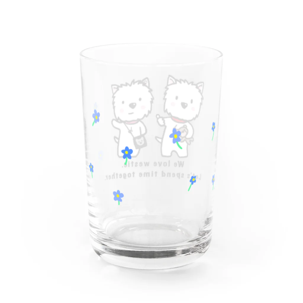 Kizplanning 「Sylph&Devil's」のしろいぬルッチー【2wes】グラス:花がブルー Water Glass :back