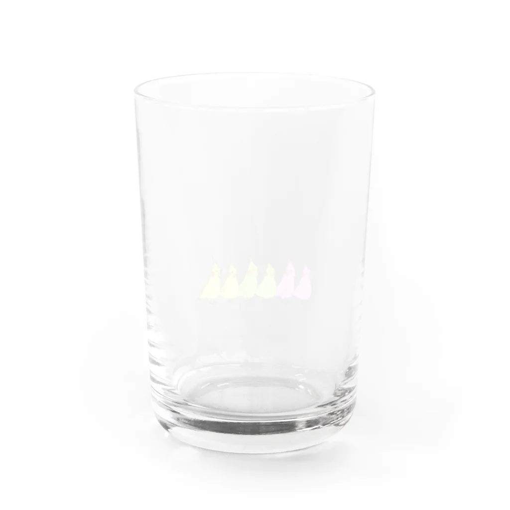 小鳥のおみせやさんの色とりどりのトリ Water Glass :back