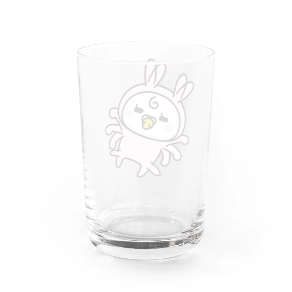 4A-Studio（よんえーすたじお）のちゃいちーうさぎのあかちー（もぞもぞ） Water Glass :back