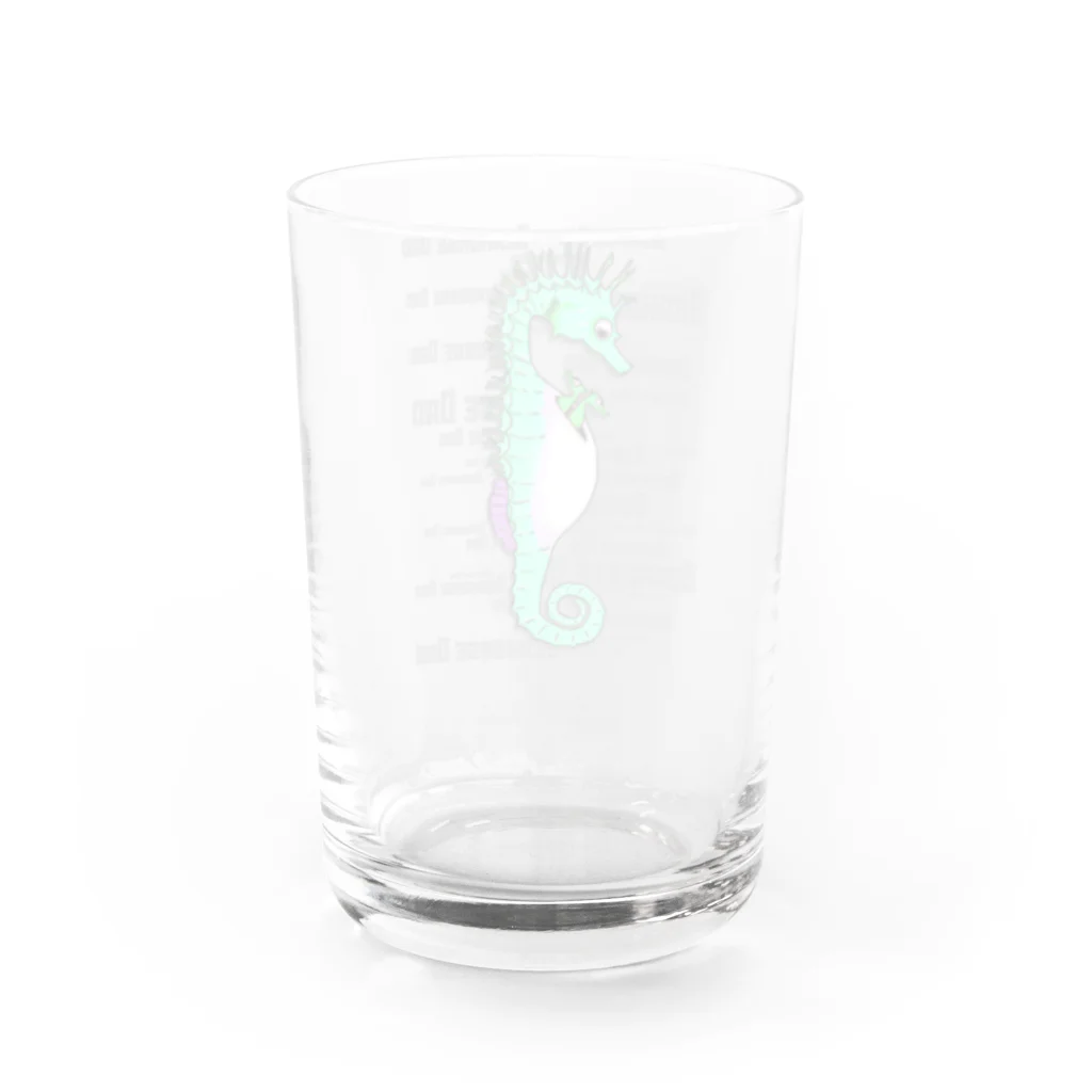 LalaHangeulのSeahorse Dad グリーン Water Glass :back