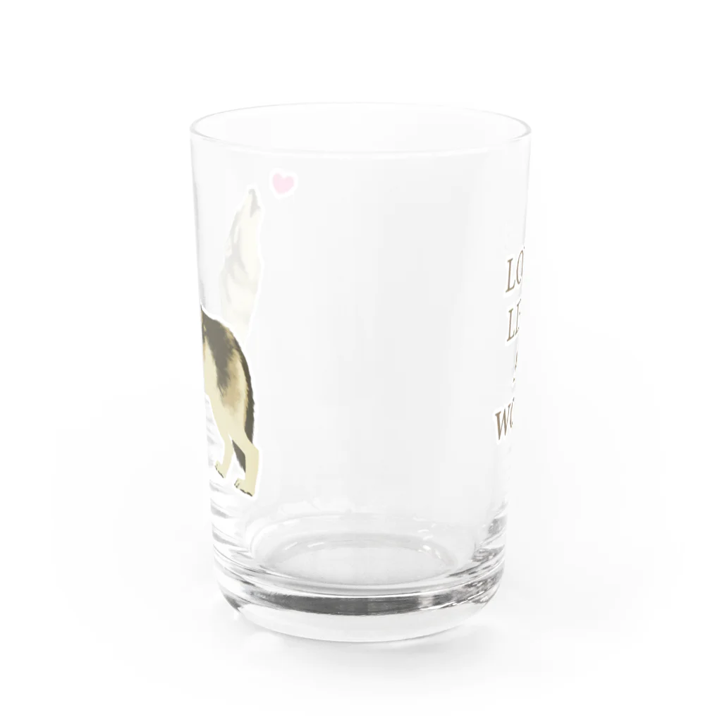 ヤマガタ シンの愛を遠吠えオオカミ Water Glass :back