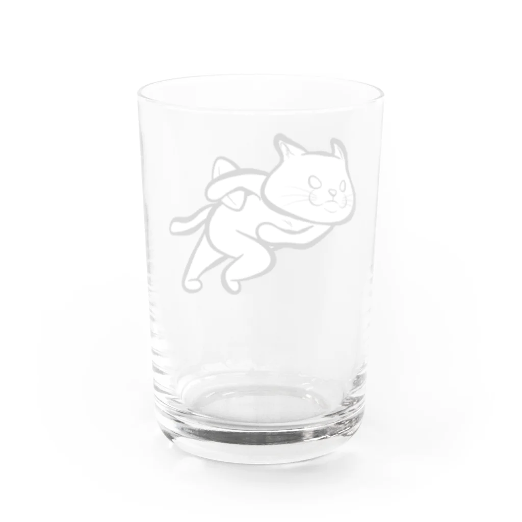 TAKE-TONのラグビーネコ（突進） Water Glass :back