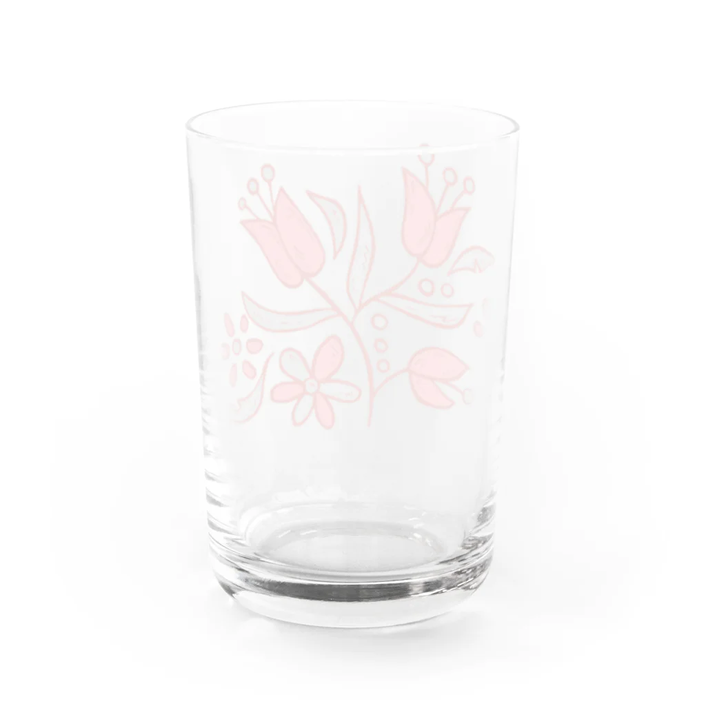 VIETSTAR★１０８のレトログラス　ピンクの花 Water Glass :back
