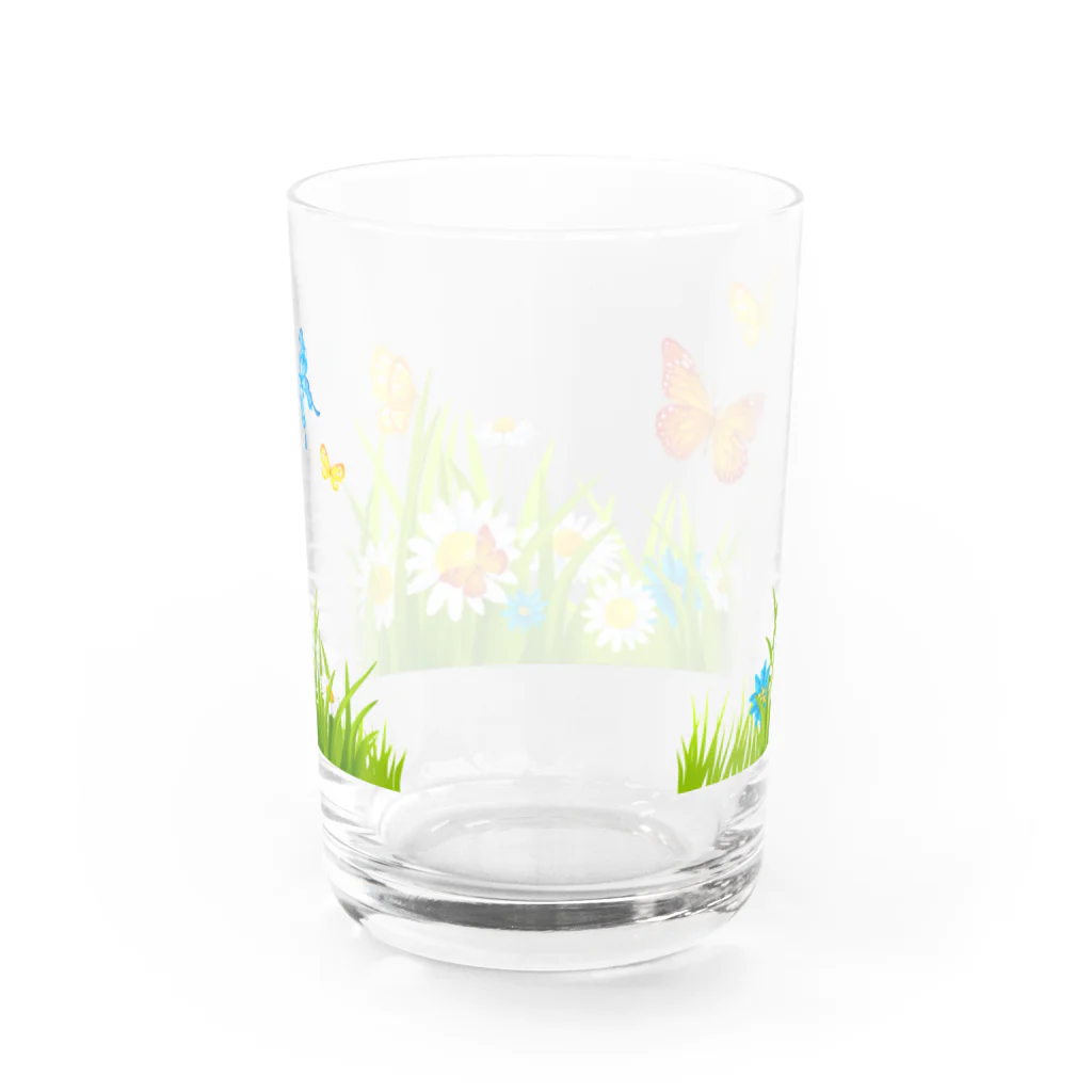 VIETSTAR★１０８のレトログラス　花畑と蝶 グラス反対面