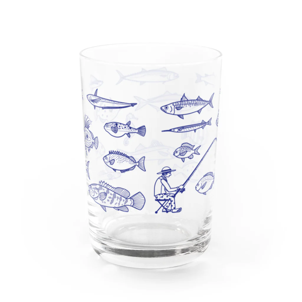 Umikko8823のお魚　青LINE Water Glass :back