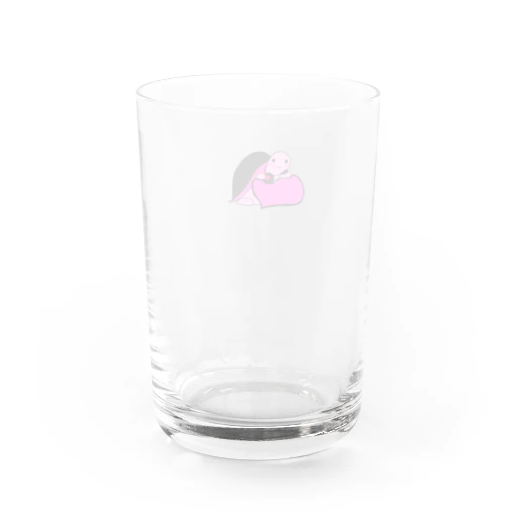 時計塔のヘッドホンかめくん　ピンク Water Glass :back