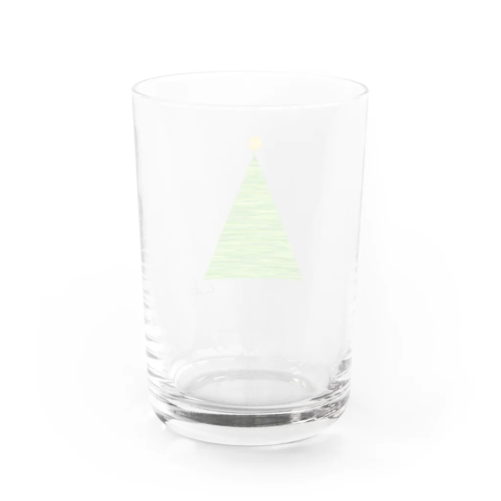 ひよこの足跡。のクリスマスツリー ストライプ Water Glass :back