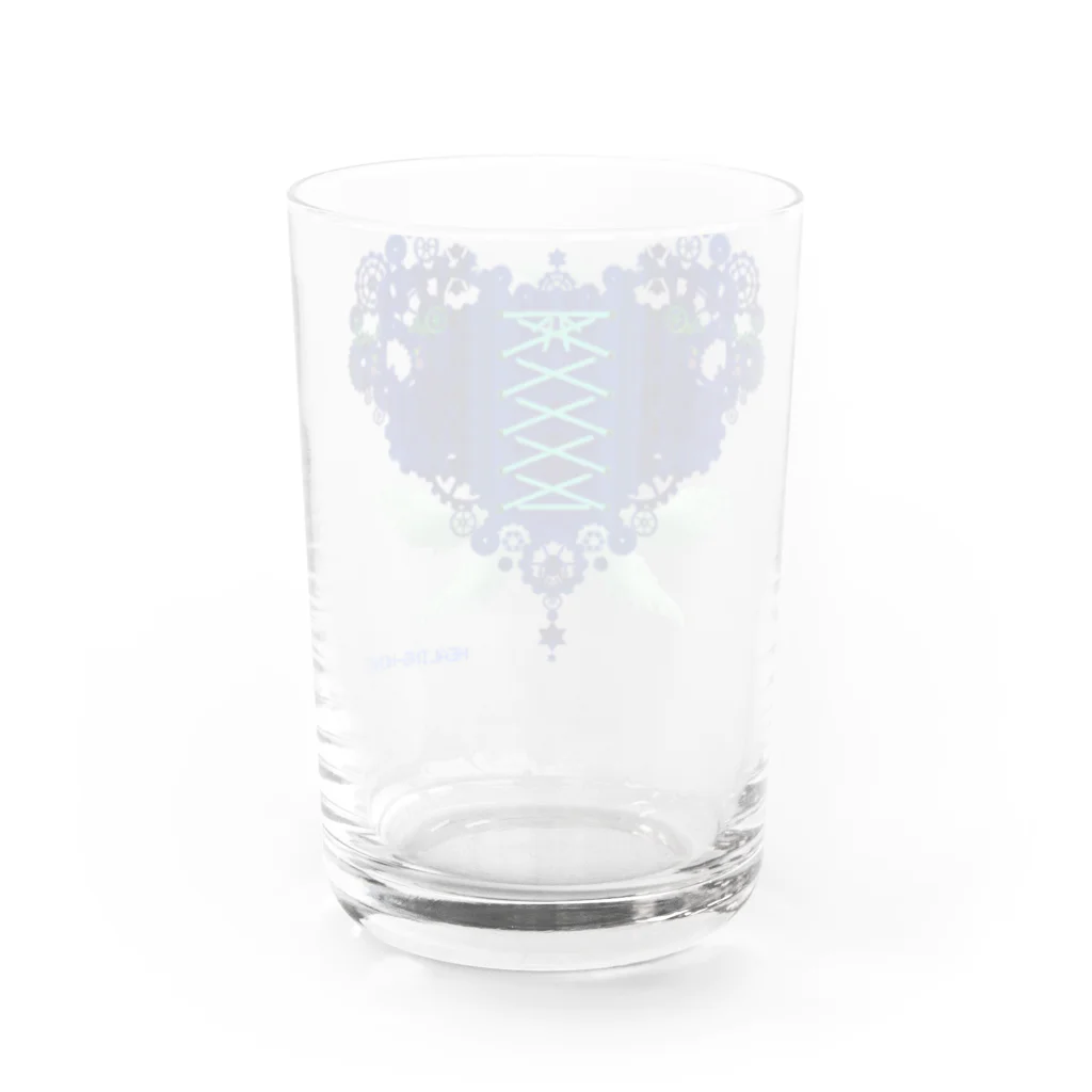 healing-honey(ﾋｰﾘﾝｸﾞﾊﾆｰ)の歯車（heart・Ｂ/ブルー） Water Glass :back