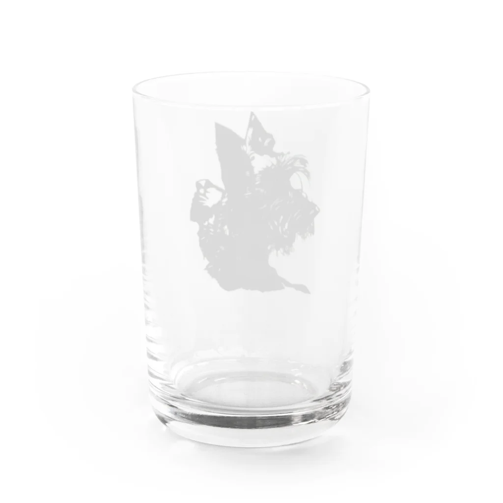 ⓟⓞⓘⓢ ⓒⓗⓘⓒⓗⓔのスコティッシュテリア 切り絵 Water Glass :back