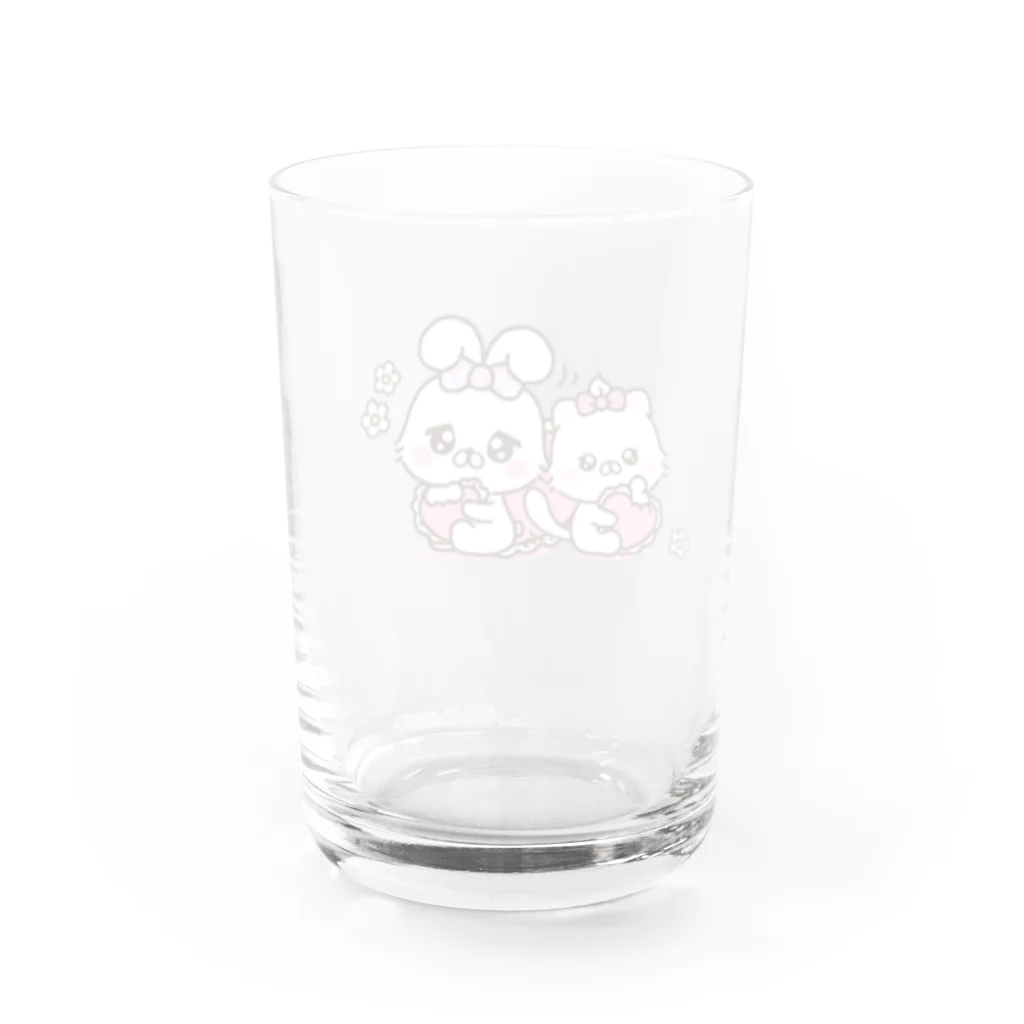 ちむむ。グッズshop♡のあざかわうさち&ちびねこち♡ Water Glass :back