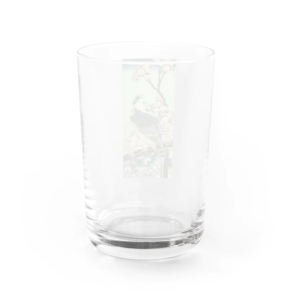 お華🌸🐝Ohanaの【浮世絵】　葛飾北斎　「桜花・鷹」 Water Glass :back