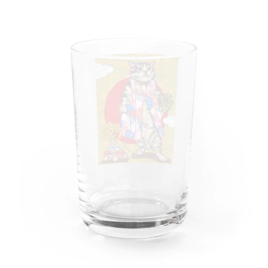 猫様のお通りのチョー開運猫 Water Glass :back