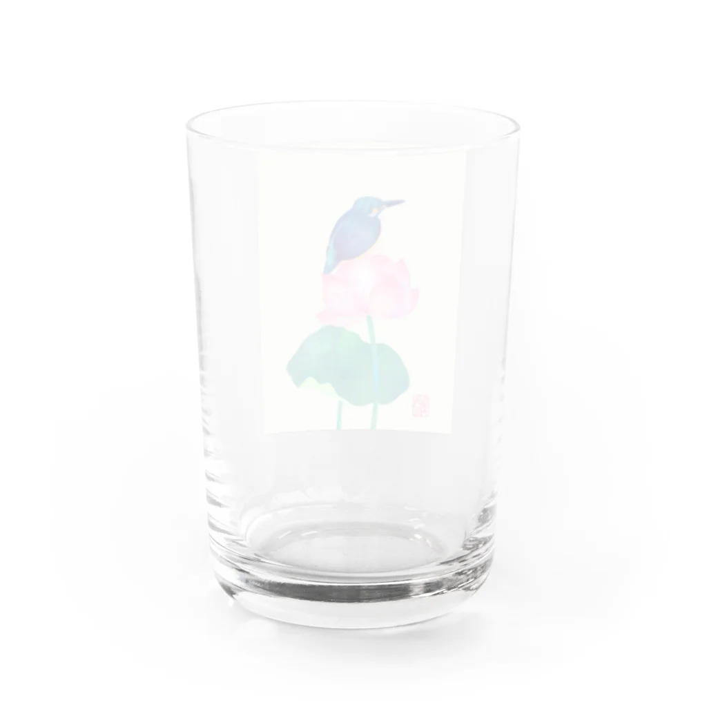 月の隠れ家の蓮の上で休憩する翡翠さん Water Glass :back