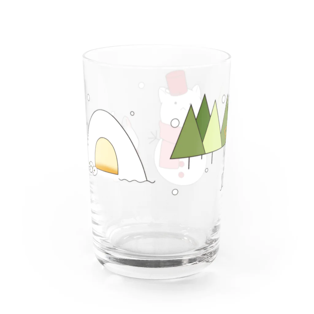 NEZU3の雪だるまねずみ Water Glass :back