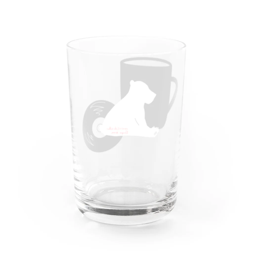 音楽喫茶そぽしなのカップ＆シロクマ＆レコード(モノクロ） Water Glass :back