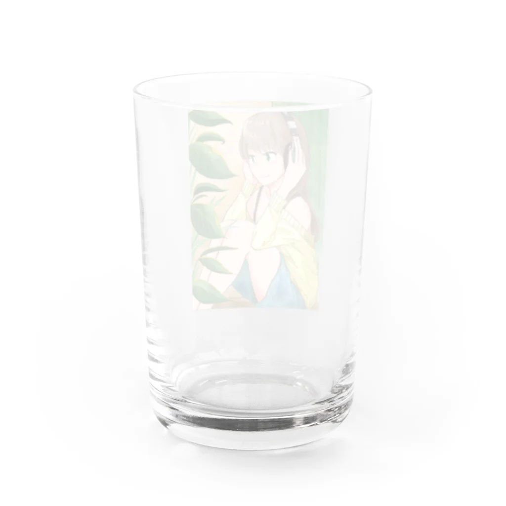 ごま幾三のお店のヘッドフォンの少女B Water Glass :back