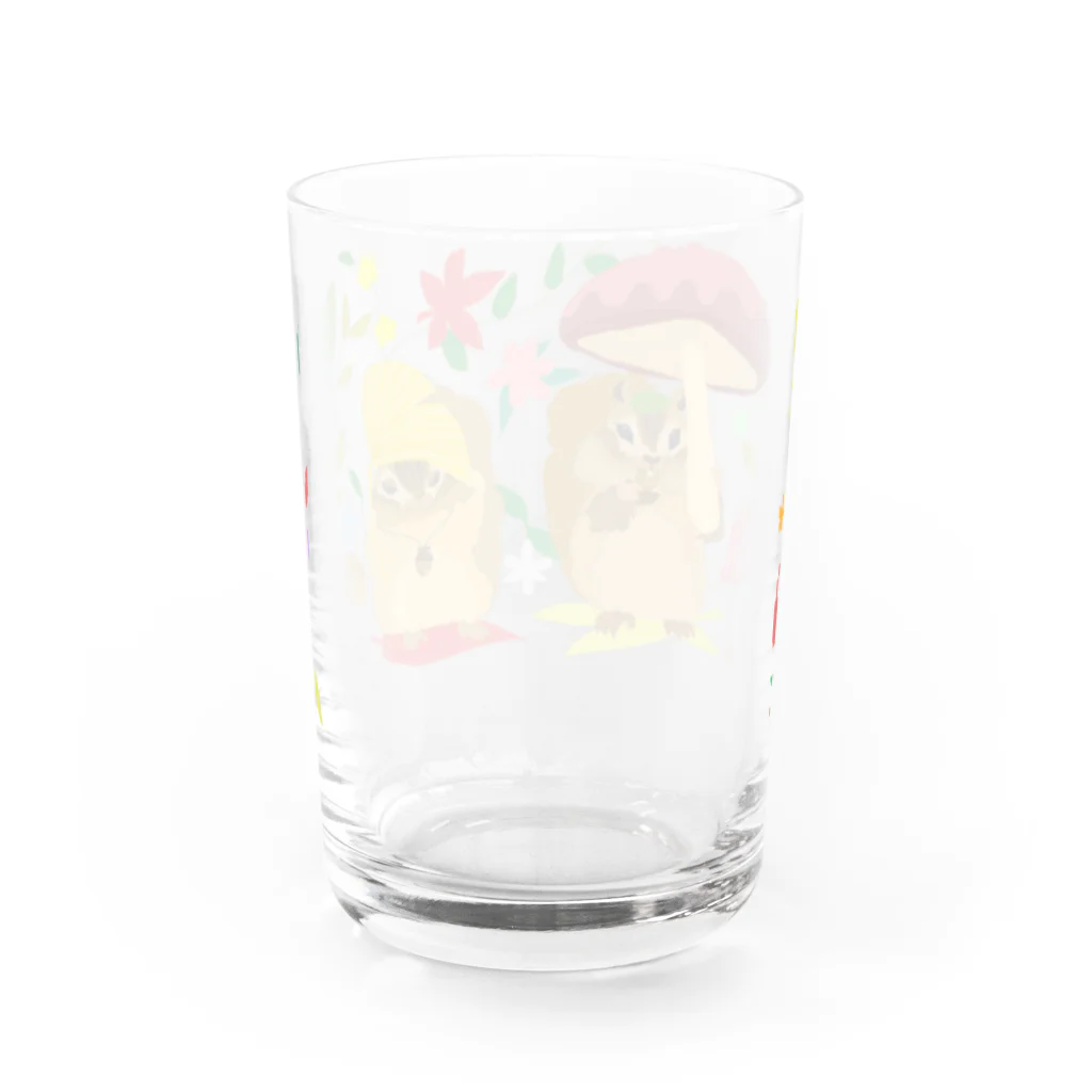 翠色の眼鏡の🍄🍂🐿️キノコとイチョウとリス グラス反対面