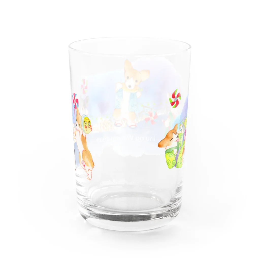 朱留のお祭りコーギー犬 Water Glass :back