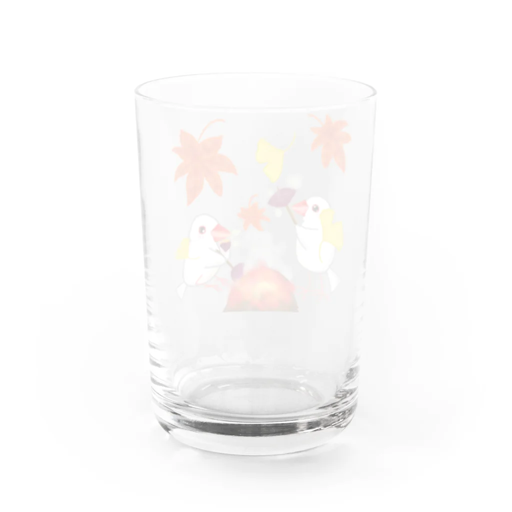 Lily bird（リリーバード）の落ち葉と焼き芋と文鳥ず Water Glass :back