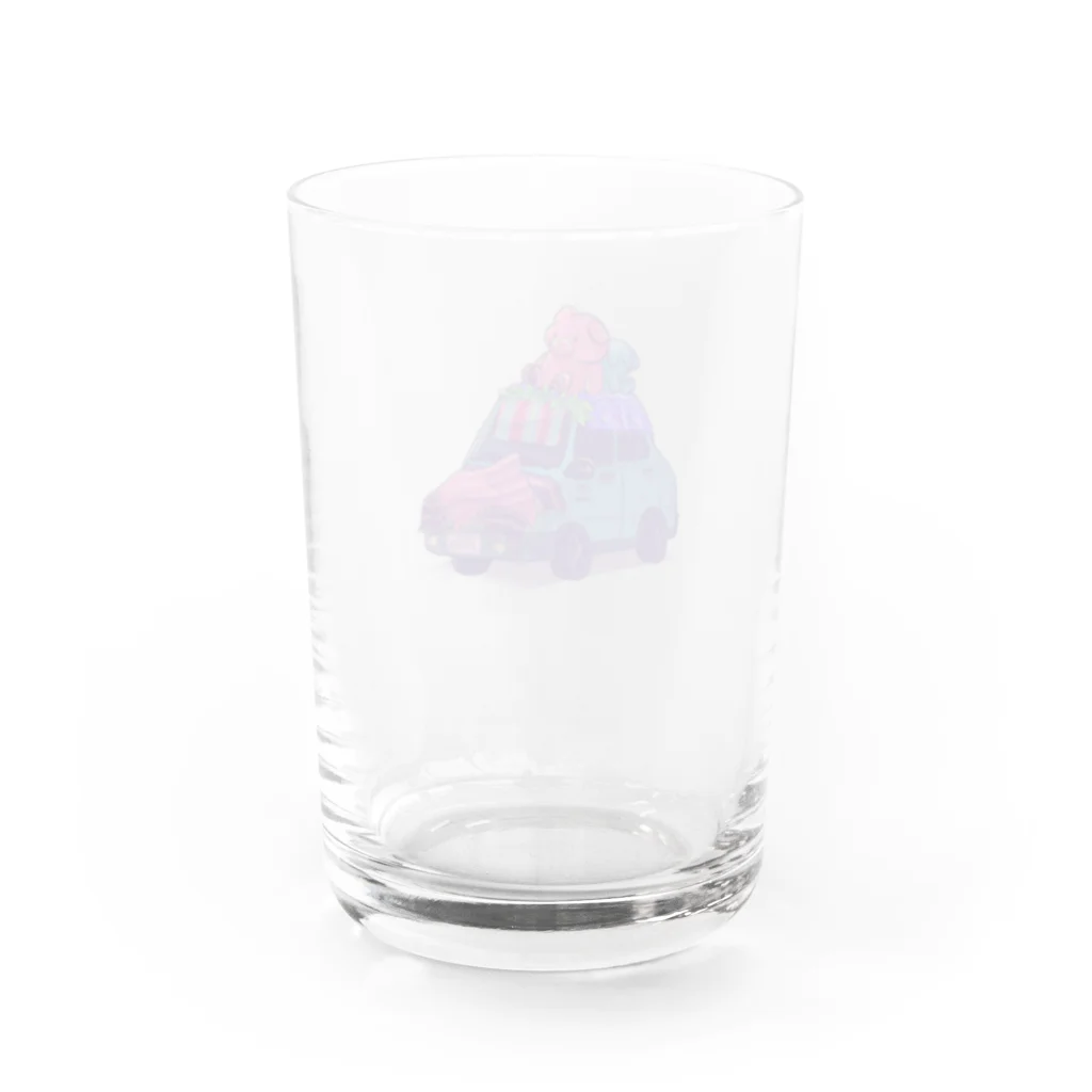 naty's doodlesのくまちゃんonカー Water Glass :back