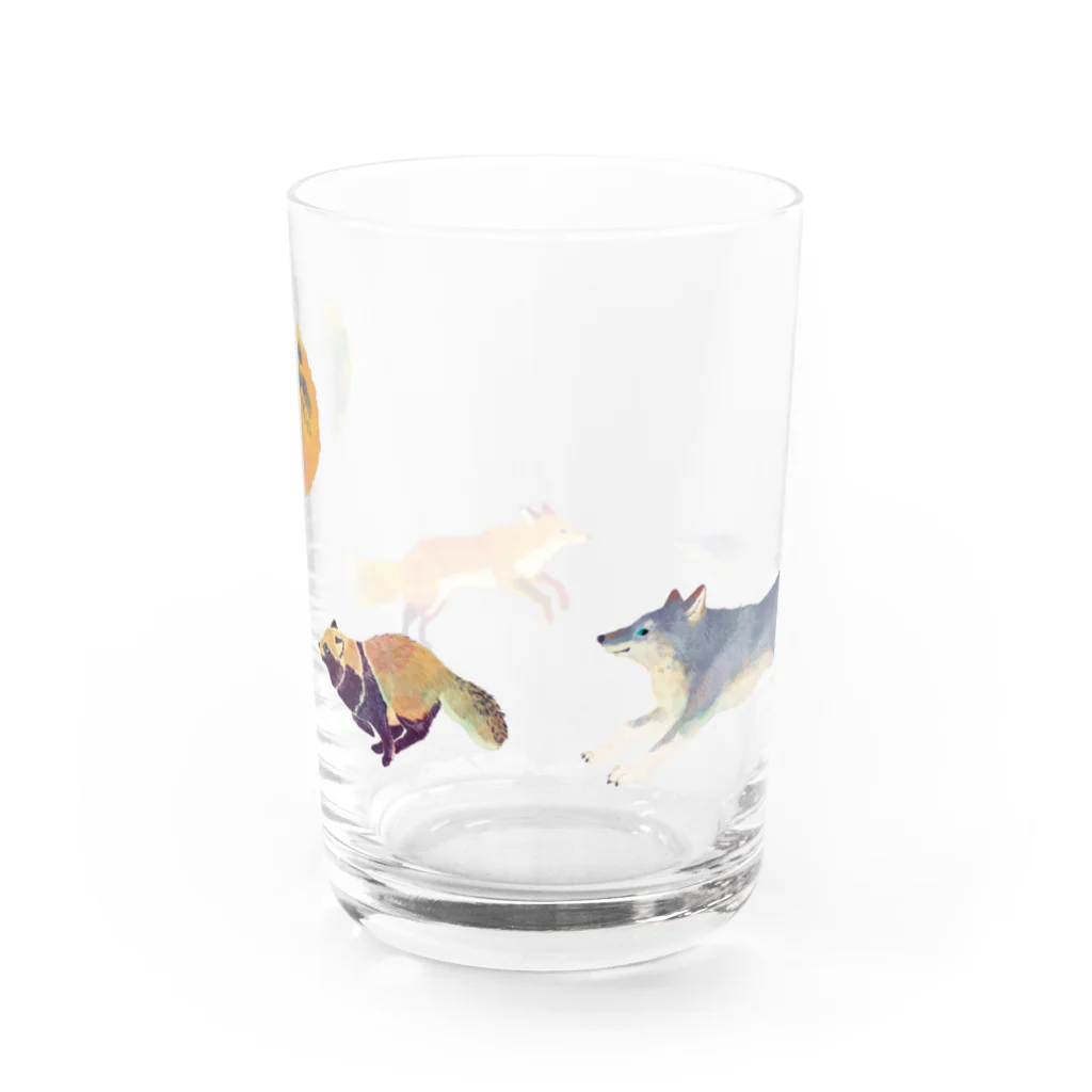 キツネ月のイヌ科の遊び Water Glass :back