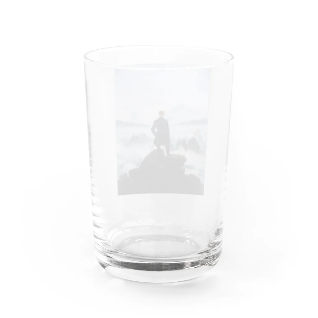 世界の絵画アートグッズのカスパー・ダーヴィト・フリードリヒ《雲海の上の旅人》 Water Glass :back