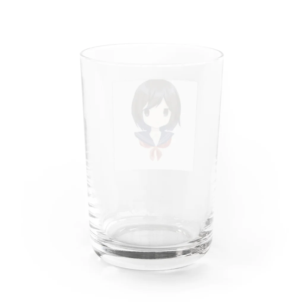 年中マスクの物憂げセーラー服ちゃん Water Glass :back