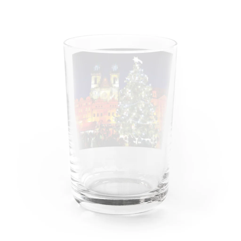 GALLERY misutawoのプラハ 夜のクリスマスツリーとティーン教会 Water Glass :back