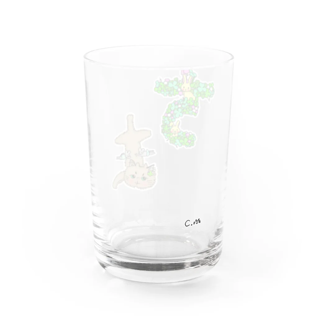 chimamusubiのお名前イラスト商品見本 Water Glass :back