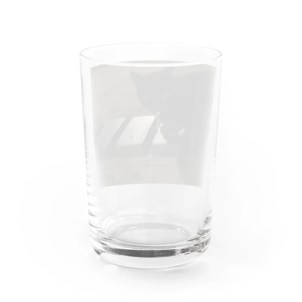 neko_00_nekoの黒猫さん Water Glass :back
