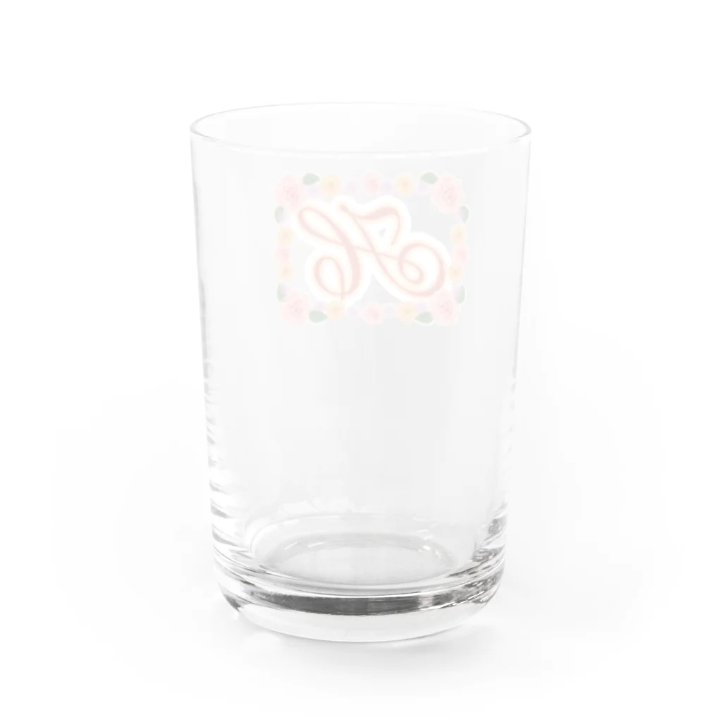 ロゴTシャツのひよこ堂のフラワー イニシャル H  は行 名前 Water Glass :back