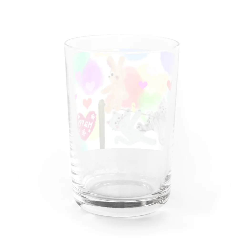 🤍一ノ瀬 彩 🐇⸒⸒ suzuri支店🤍のゆめかわアニマル:ハート【犬猫鳥兎】 Water Glass :back