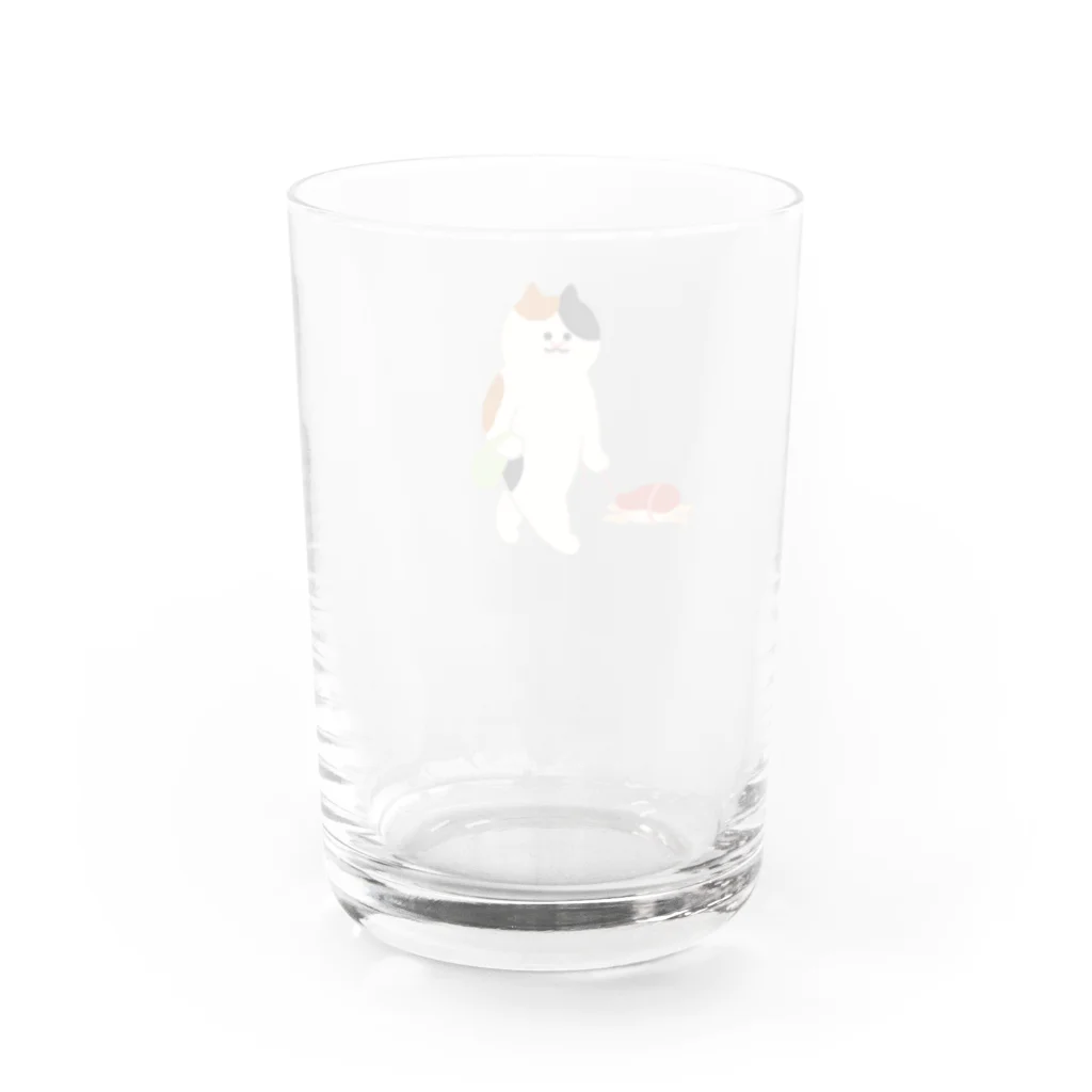 SUIMINグッズのお店の元気なまぐろ握り Water Glass :back