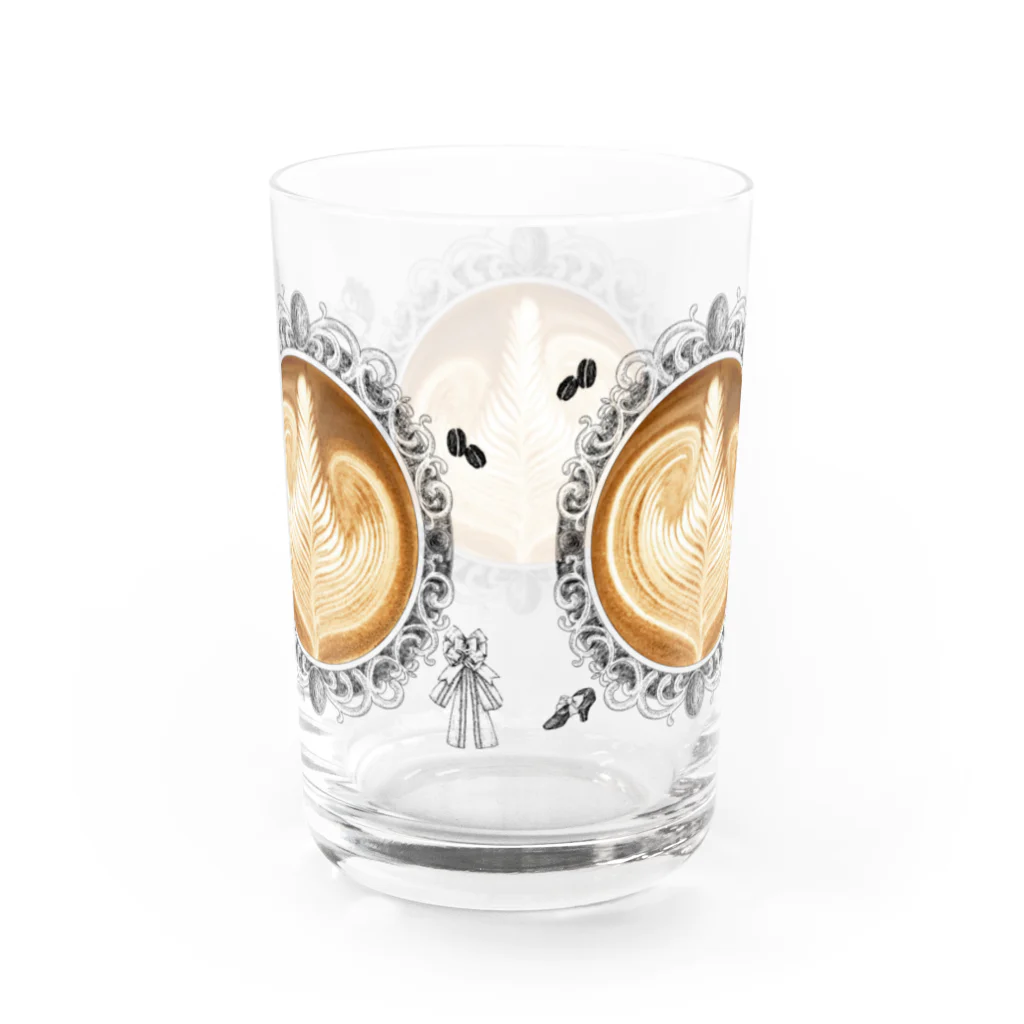 Prism coffee beanの【Lady's sweet coffee】ラテアート エレガンスリーフ  / With accessories ～2杯目～ Water Glass :back