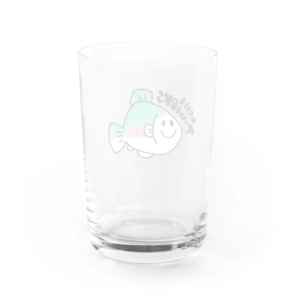 ハローティーワークスのニジマスどーん Water Glass :back