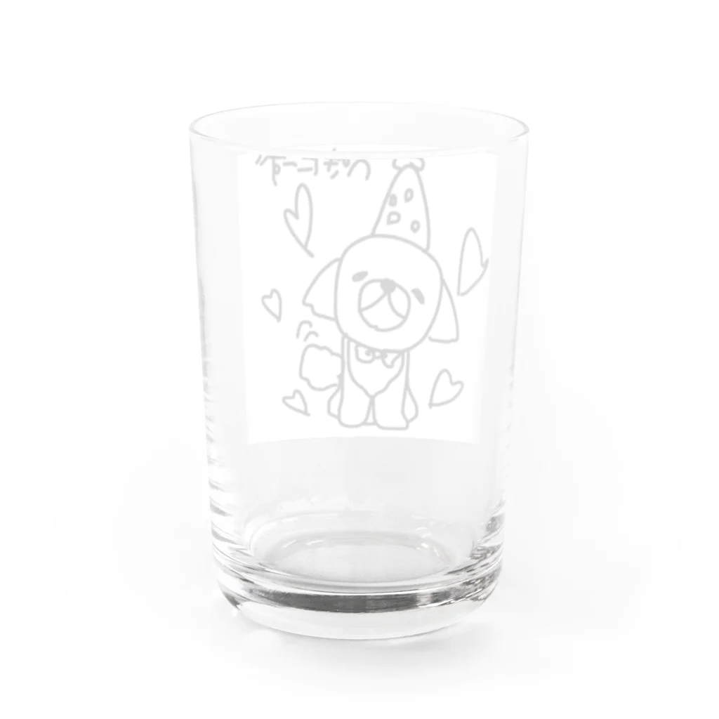 ペコりんショップのハートがたくさん、とんがり帽子のペキニーズさん Water Glass :back