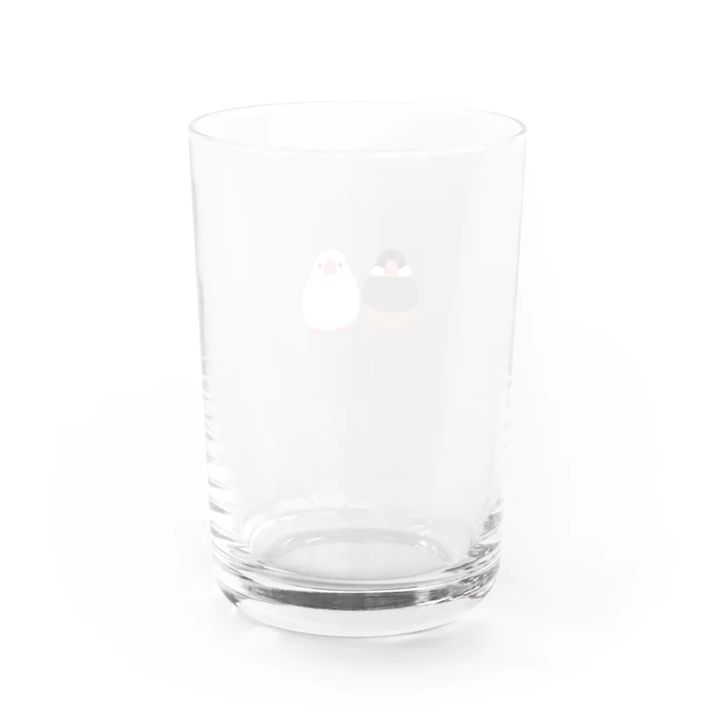 雛乃の文鳥グッズ屋さんの仲良し文鳥さんシリーズ Water Glass :back