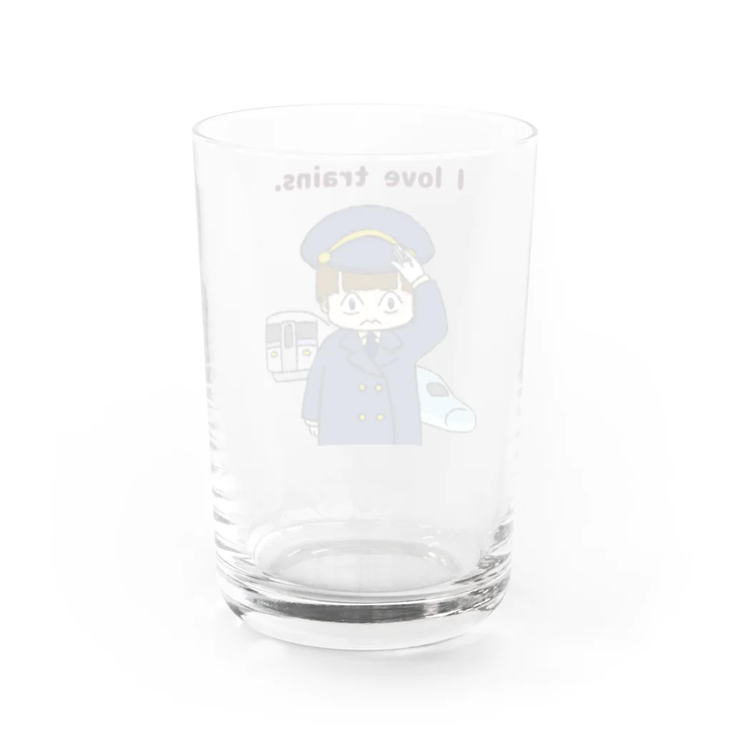 ちたろうイラストショップののりもの大好きボーイ Water Glass :back