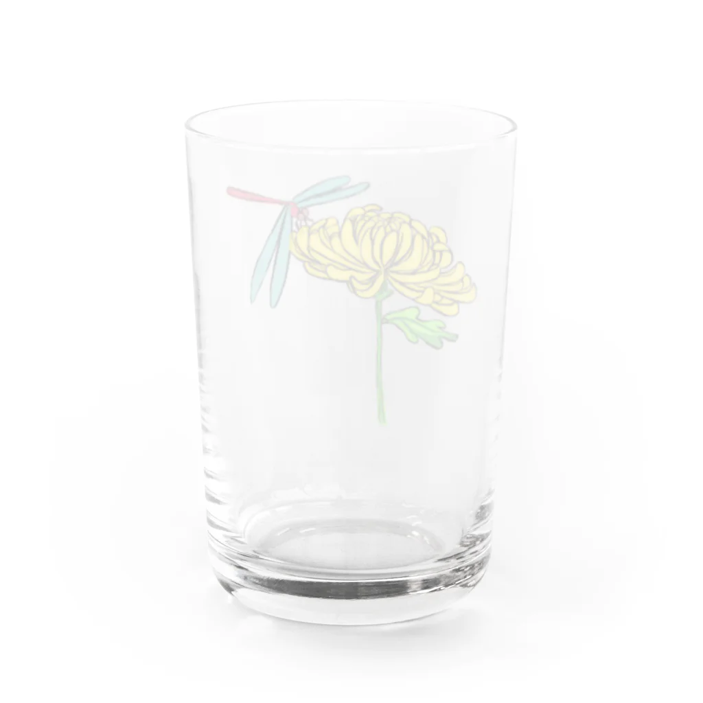 Spirit of 和の菊とトンボ Water Glass :back