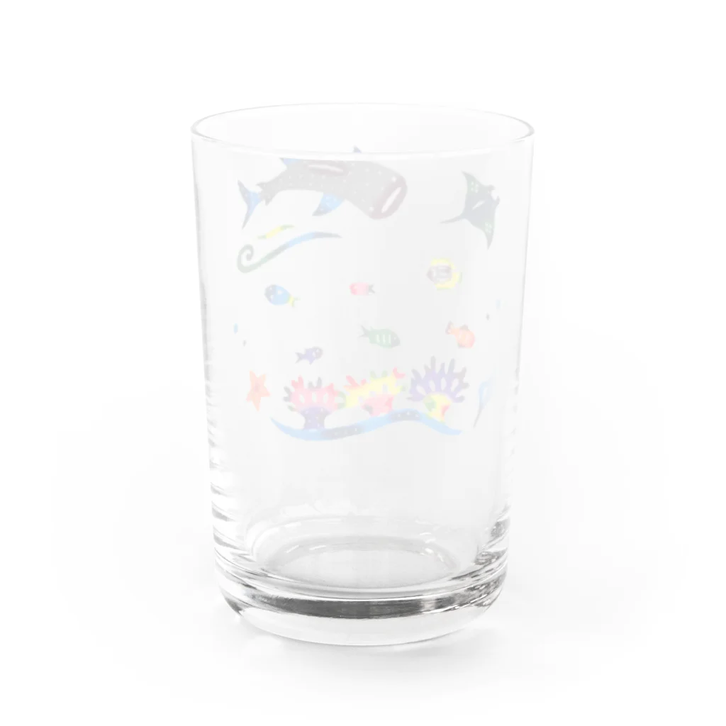 紅型キジムナー工房・コトリンチュのジンベエザメとマンタ Water Glass :back