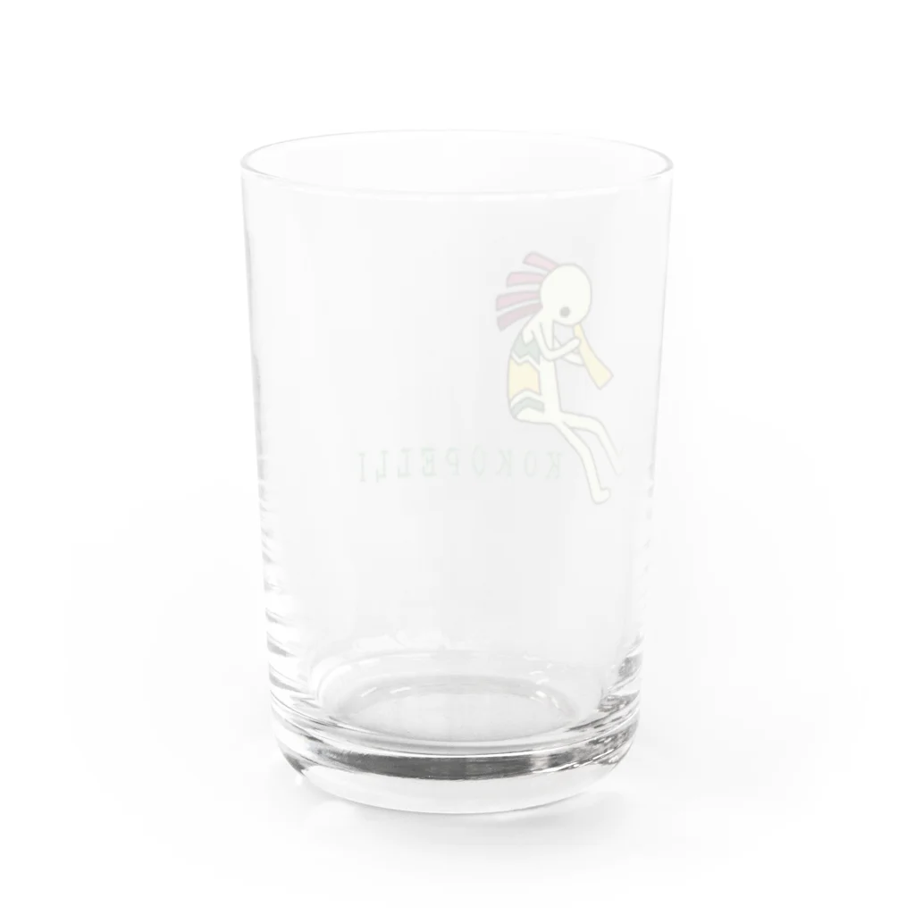 みみはんこ/消しゴムはんこのKokopelli (+logo) Water Glass :back