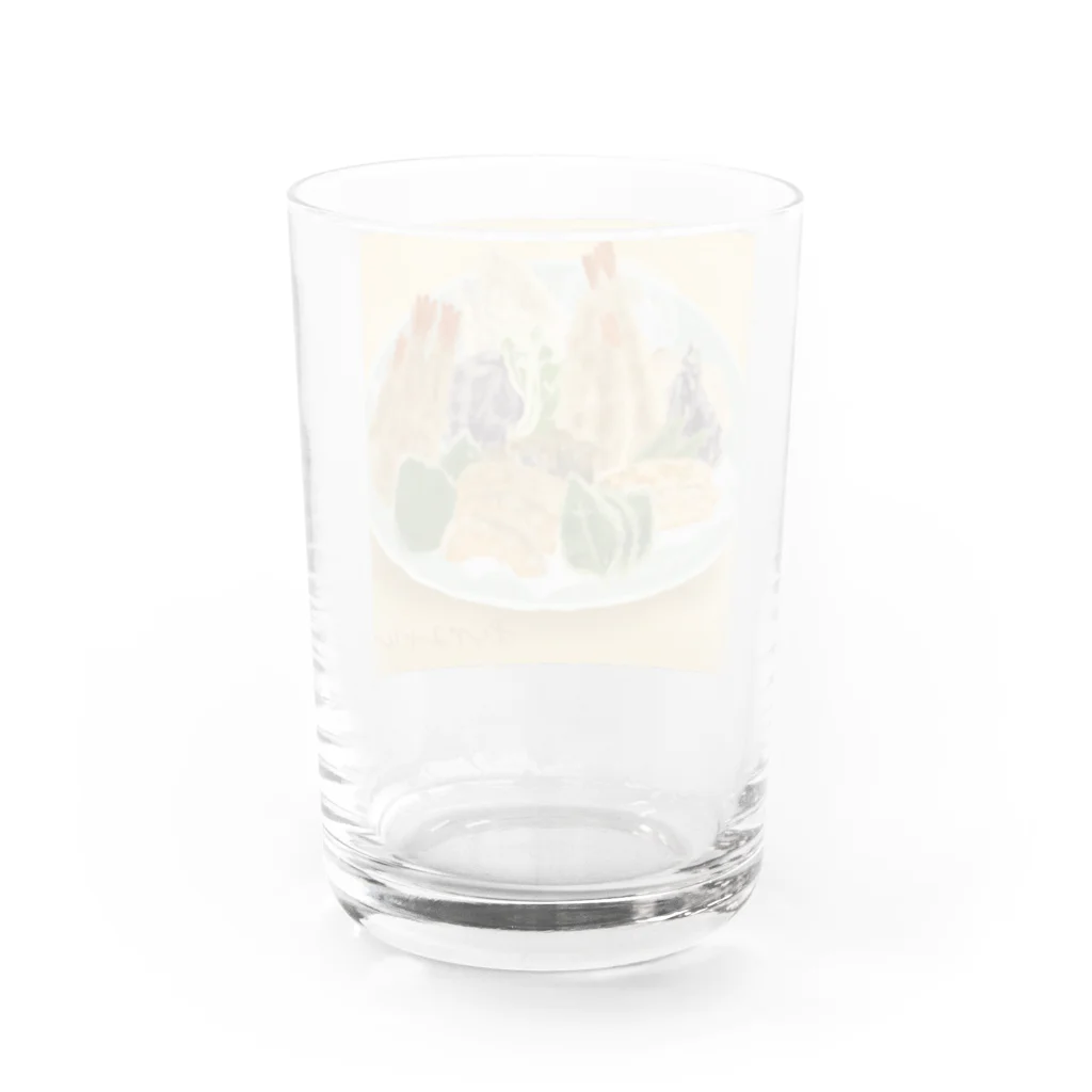 ポップヌードルの大皿の揚げ物 Water Glass :back